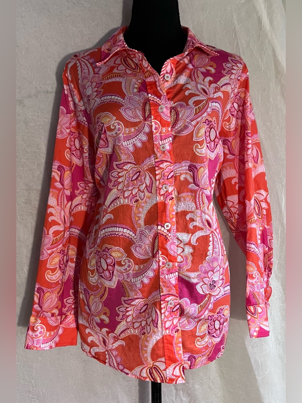 Talbots Pink & Orange Paisley Button-Down Shirt